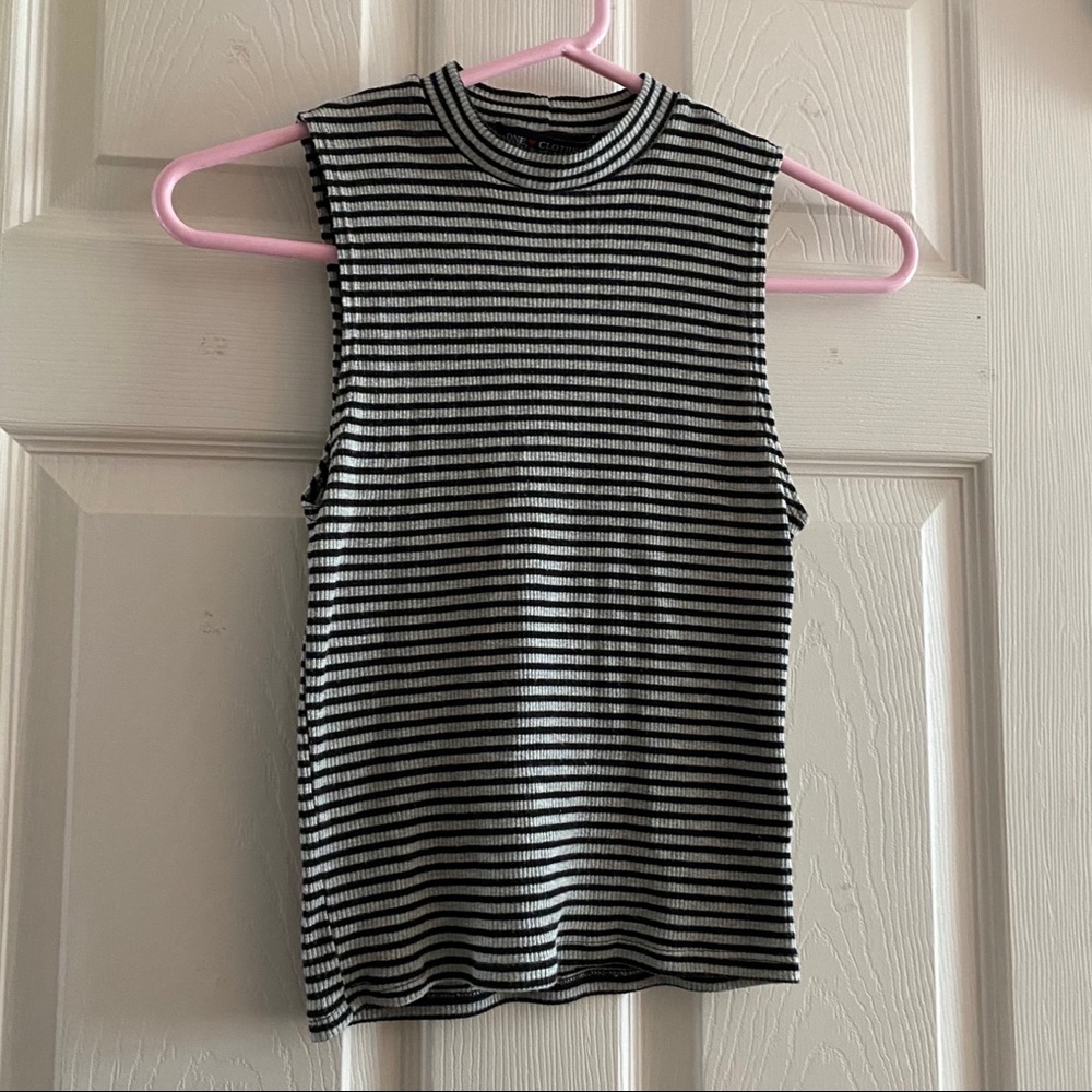 Striped mock neck tank
